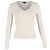 Theory Strickpullover mit V-Ausschnitt aus cremefarbener Wolle Weiß Roh
