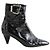 Prada Botas de hebilla de cuero charol negro