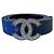 Chanel Airlines 16P Gürtel aus blauer Denim mit matter Silber- und Gold-CC-Schnalle 90/36