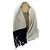 Chanel Fransen Cashmere Strickschal Silber / Grau / Marine 2008 - Ansicht 3