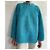 Autre Marque Oversized Pull Blau der Südsee Melange aus Wolle und Baumwolle Größe 36-38-40 Türkis - Ansicht 12