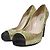 Miu Miu Glitzer-Haarwildleder-Pumps Schwarz Golden