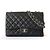 Timeless Chanel Classic Jumbo Single Flap in pelle caviar nera e argento Nero