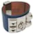 Bracelet en cuir et métal Collier de Chien Hermès en Bleu Saphir et Argent Argenté  - vue 1