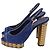 Timeless Décolleté a piattaforma peep-toe con borchie CC di Chanel in suede blu navy - vista 3