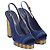 Timeless Décolleté a piattaforma peep-toe con borchie CC di Chanel in suede blu navy - vista 4