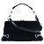 Borsa a mano Chanel Vintage CC con cintura laterale in velluto goffrato a quadri media Nero