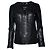 Chanel, schwarze geraffte Jacke mit 4 Taschen aus Leder