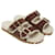 Sandali slide Prada in suede marrone e shearling
