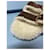 Sandali slide Prada in suede marrone e shearling - vista 10