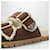 Sandali slide Prada in suede marrone e shearling - vista 3