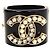 Bracciale largo in cristallo e perle CC 14B iconico di Chanel GHW Nero Bianco Gold hardware