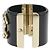 Bracciale largo in cristallo e perle CC 14B iconico di Chanel GHW Nero Bianco Gold hardware - vista 6