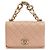 Chanel Mini borsa a tracolla con catena di perle rosa polveroso