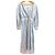 Autre Marque Seidenmischung Kleid Christian Dada Schwarz Weiß Rot Hellblau