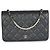 Wallet On Chain Cartera de Perlas de Cordero Gris Oscuro Iridiscente con Cadena de Chanel Castaño