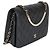Wallet On Chain Cartera de Perlas de Cordero Gris Oscuro Iridiscente con Cadena de Chanel Castaño - vista 3