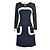 Completo Chanel Abito e Giacca in Tweed Nero e Blu Navy