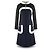 Completo Chanel Abito e Giacca in Tweed Nero e Blu Navy - vista 4