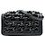 Clutch de caviar metálico preto CC entrelaçado com corrente e alça da Chanel