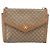 Céline Celine Vintage Macadam Schultertasche aus Canvas und Leder Beige