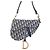 Bolsa Sela Jacquard Oblique Média Christian Dior Azul Marinho com Hardware Dourado