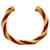 Hermès Hermes Twist Metal Leather Bangle Red Golden  - view 3
