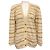 Chanel Vintage Beiger / Brauner Gestreifter Kaschmir-Cardigan