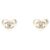 Orecchini a forma di cuore in perle finte e strass dorati Chanel White CC Bianco