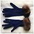 Autre Marque Blaue Handschuhe mit Visonbesatz Braun - Ansicht 4