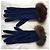 Autre Marque Blaue Handschuhe mit Visonbesatz Braun - Ansicht 5
