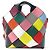 NUOVA BORSA A MANO LOEWE CESTA IN PELLE INTRECCIATA MULTICOLORATO A QUADRI Multicolore - vista 2