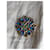 Broche Yves Saint Laurent métal doré cristaux bleus et verts  - vue 5