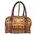 Borsa Boston con tasca frontale in tela rivestita e pelle MCM Visetos Cognac/Marrone