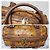 Borsa Boston con tasca frontale in tela rivestita e pelle MCM Visetos Cognac/Marrone - vista 11