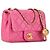 Chanel Mini Quadrado Rosa Clássico em Couro de Cordeiro com Pérolas e Fecho Simples - vista 2