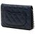 Wallet On Chain Chanel Blue CC Geldbörse aus gestepptem Lammleder mit Kette Blau Marineblau - Ansicht 2