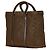 Borsa Prada con placca logo triangolare in khaki e marrone Cachi - vista 2