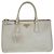Prada Saffiano Galleria Leder Tote Weiß
