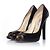 Plataforma peep-toe de cuero de pitón Jimmy Choo Negro