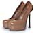 Pompe Tribute en cuir verni Yves Saint Laurent Marron Beige  - vue 1
