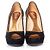 Décolleté platform peep-toe in suede nero Gucci - vista 7