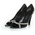 Gina Tacchi peeptoe in pelle nera con strass Nero