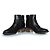 Botines de cuero negro Chanel con cierres giratorios CC - vista 6