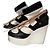 Stivaletti con zeppa Chanel nero bianco pelle 38