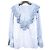 Autre Marque JUSGLITTY Bluse mit Cutwork und Rüschendetails Blau