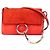 Borsa a spalla in pelle e suede rossa Chloé Rosso