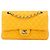 Borsa a Spalla Chanel Matelassé Coco Mark Double Flap con Catena Argento Giallo