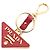 Prada Portachiavi in pelle Saffiano rossa con logo Rosso