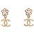 NUOVE ORECCHINI CHANEL LOGO CC A PENDENTE CON PERLE E STRASS D'oro